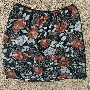 Sweet Lily Floral Black and Brown Women's Skirt